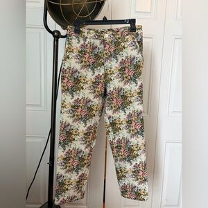 ASOS Rose-Print Tapestry Pants in Cream, Pink & Green